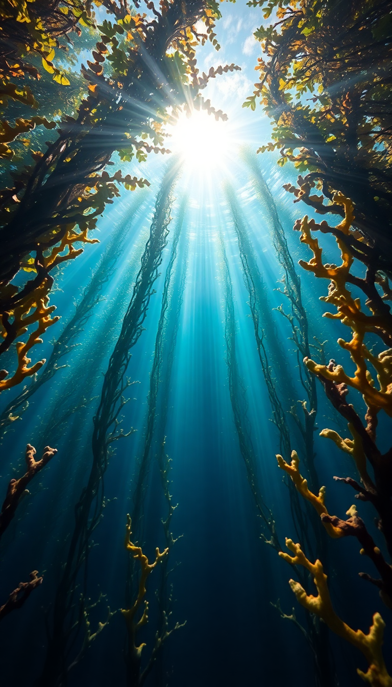 Nature Neon Underwater Kelp Forest Wallpaper
