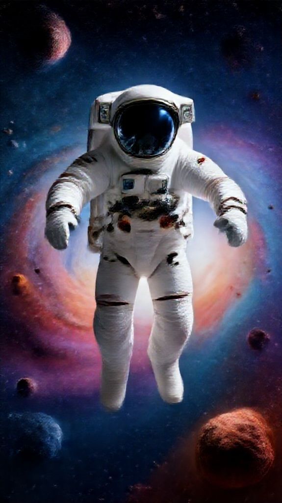 Striking Astronaut Through Asteroid Digital art Wallpaper