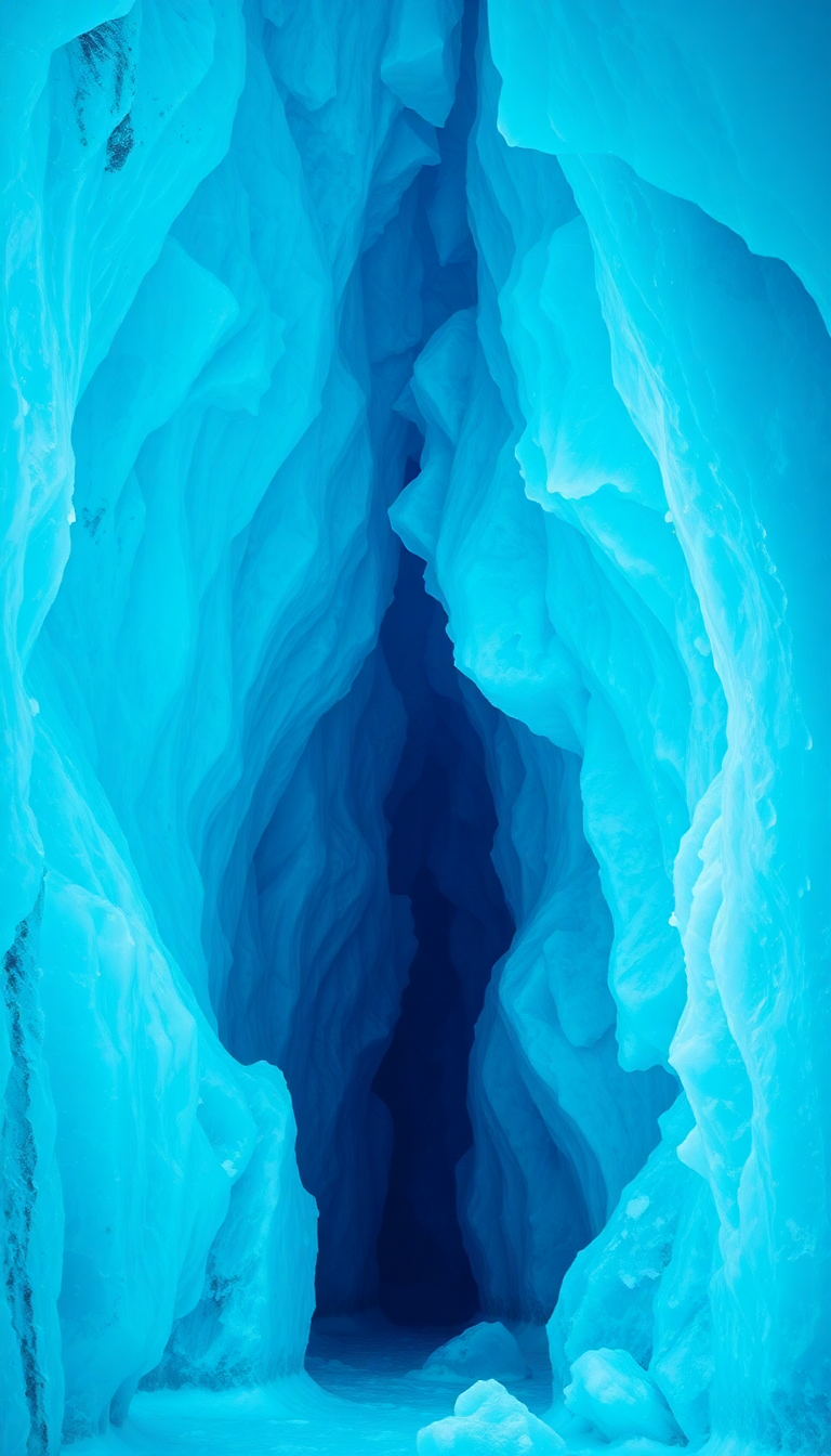 Ethereal Cave Blue Crystal Formations Wallpaper