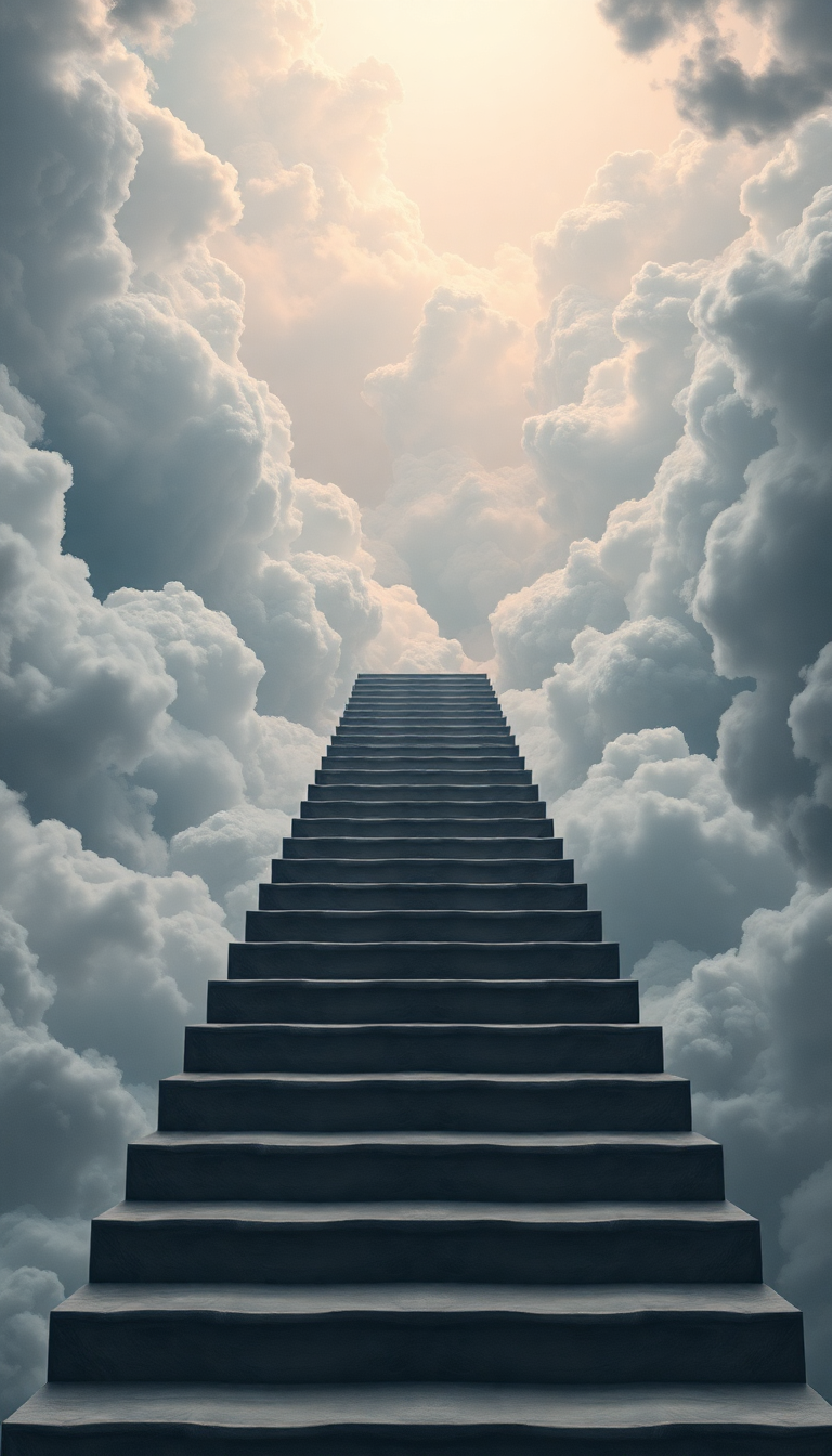 Stairs To Nowhere In Cloudy Digital art Wallpaper