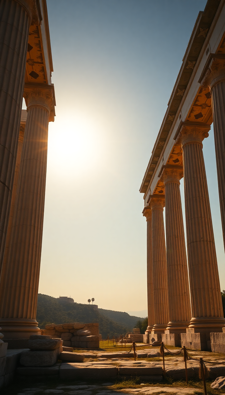 Ancient Greek Temple Ruins Golden Hour Photorealistic Select Wallpaper