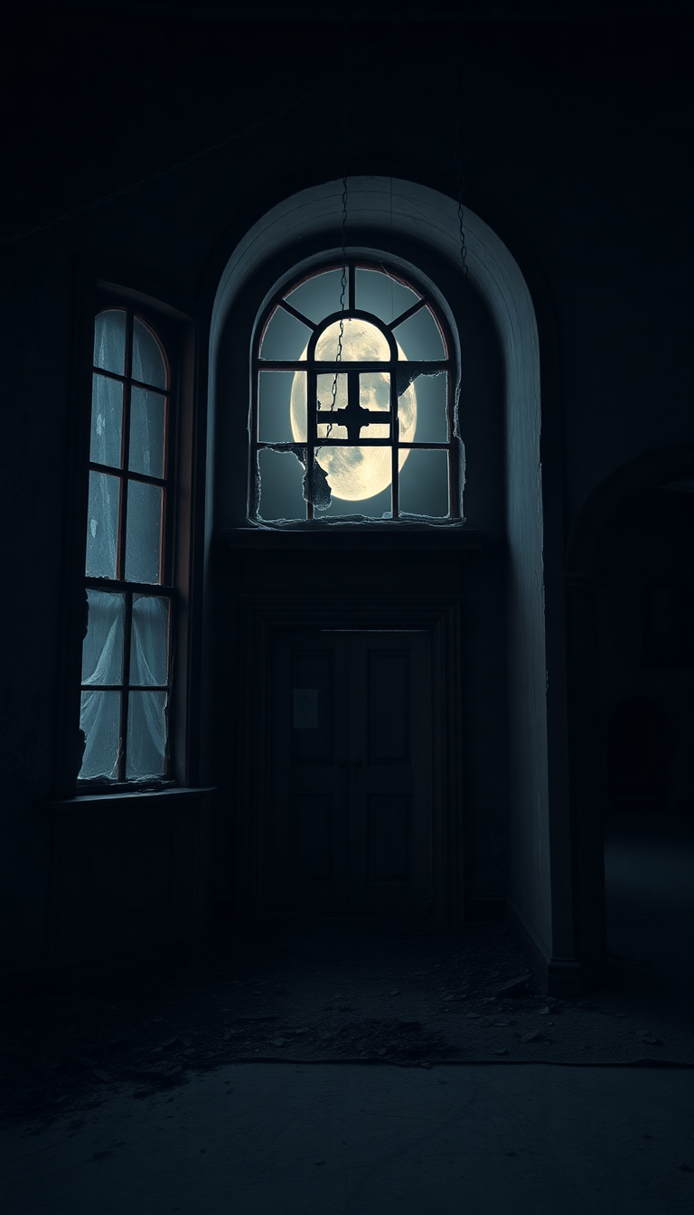 Eternal Futuristic Abandoned Mansion Moonlight Wallpaper