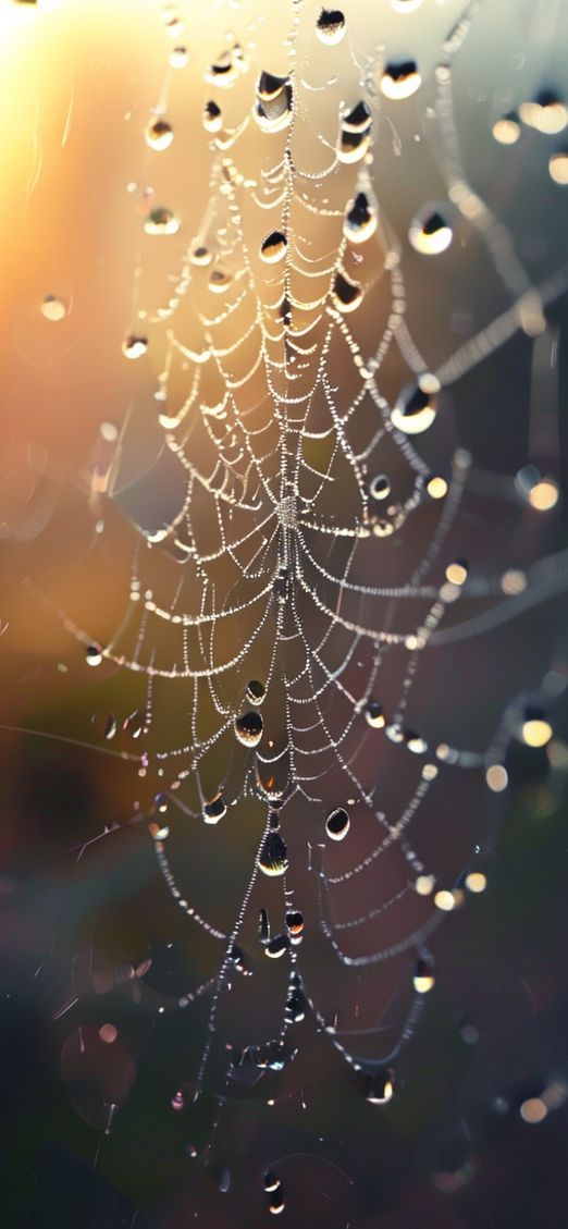 Aesthetic Crisp Drops On Spiderweb Wallpaper