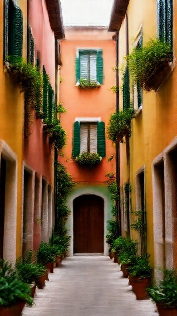Photorealistic Sacred Italian Alley Colorful Wallpaper