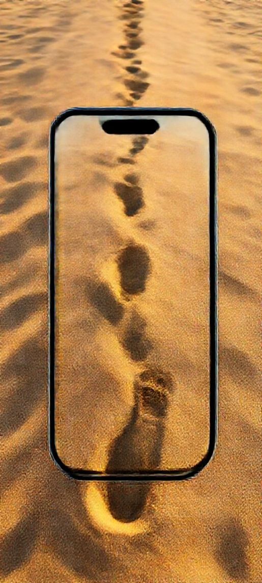 Summer Beach Golden Hour Footprints Sand Photorealistic Select Wallpaper