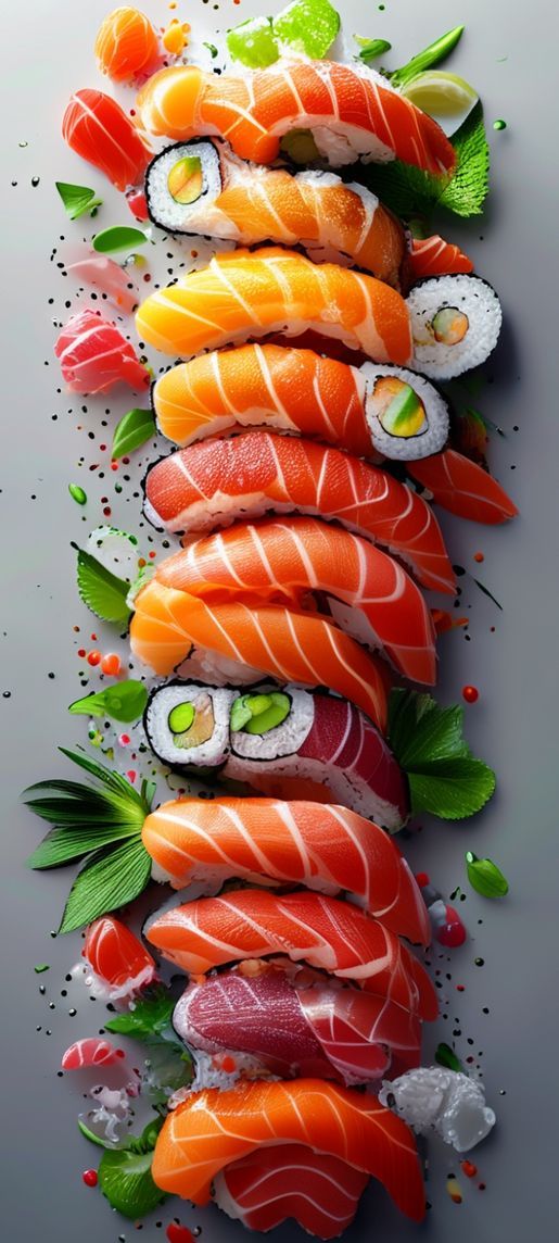 Aesthetic Dusky Fresh Sushi Arrangement Wallpaper