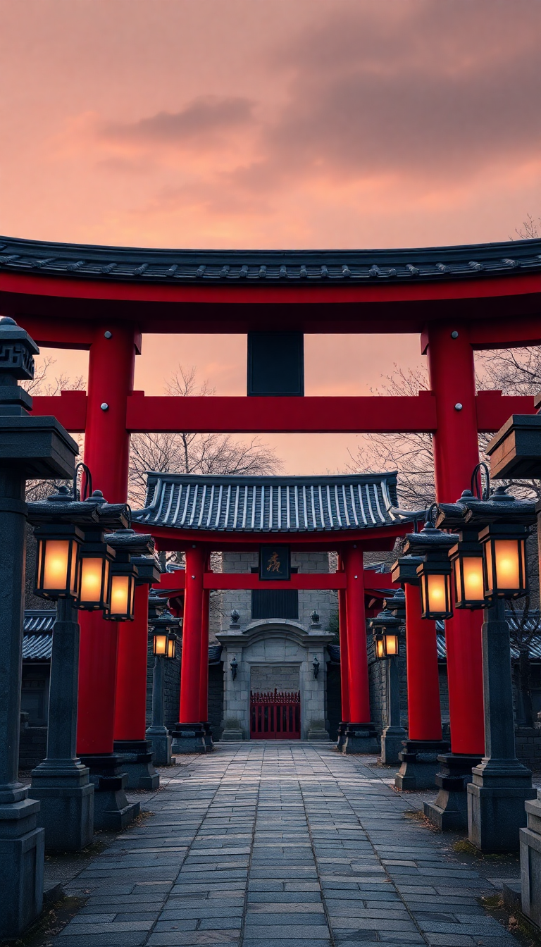 Photorealistic Romantic Temple Gate Torii Wallpaper