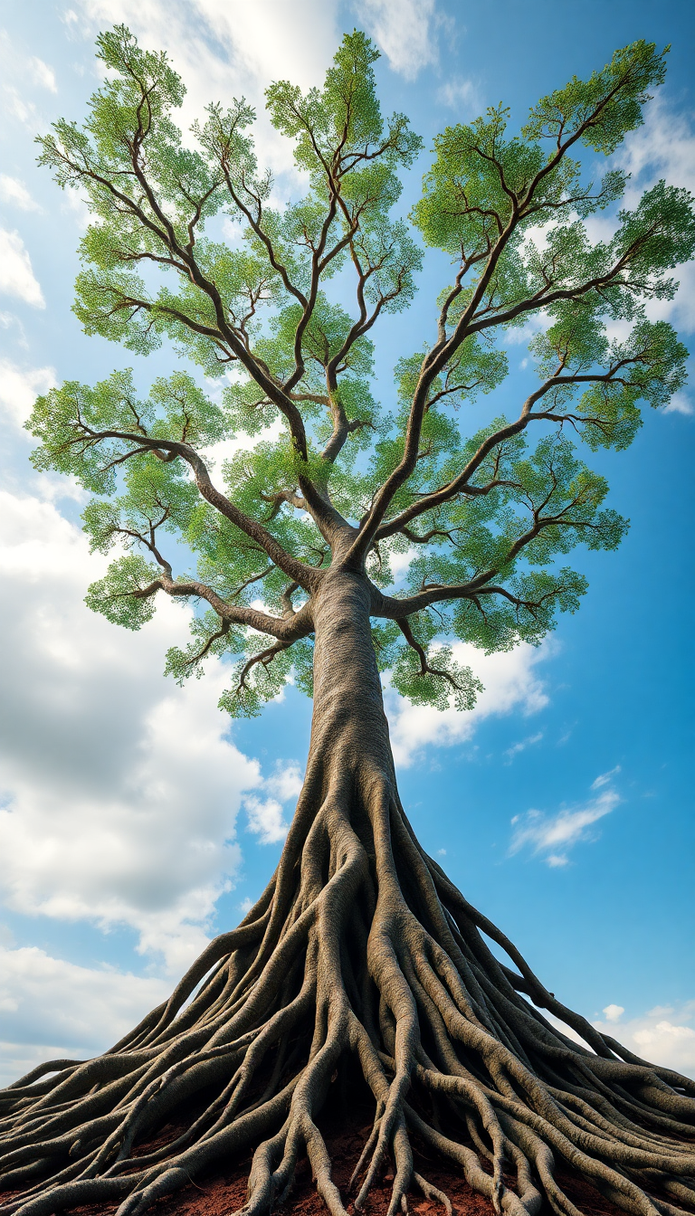 Mesmerizing Tree Upside Roots Digital art Wallpaper