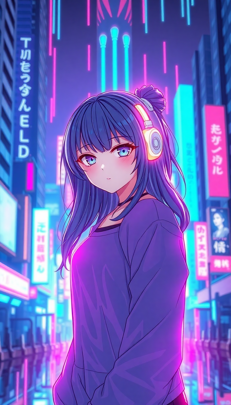 Organic Vivid Cyberpunk Anime Girl Wallpaper