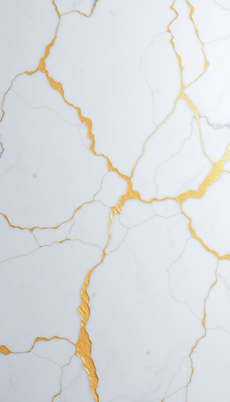 White Gold Veins Luxury Abstract Version Wallpaper