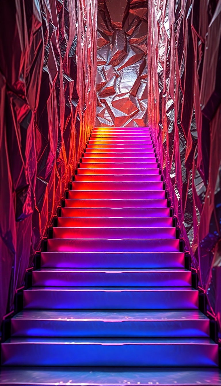 Glowing Bismuth Formation Metallic Photorealistic Wallpaper