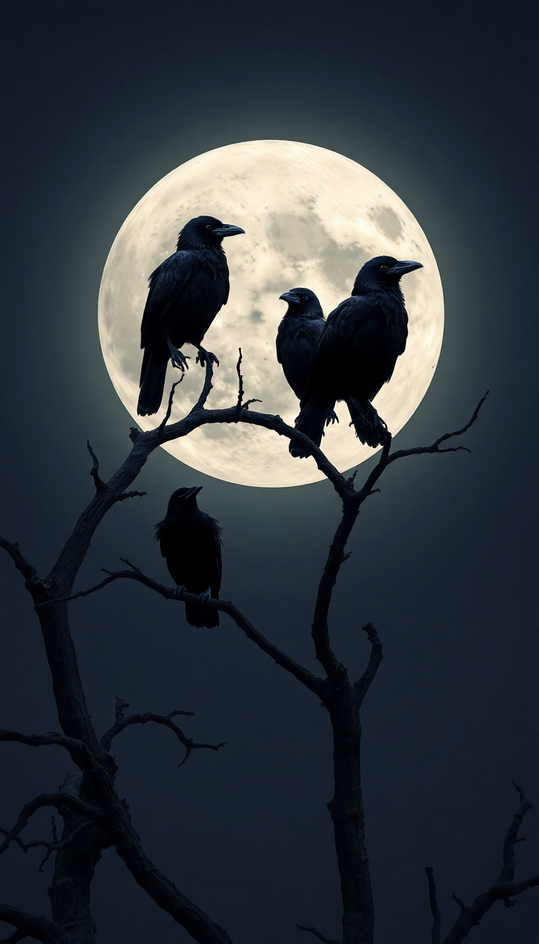 Charming Tree Branches Full Moon Wallpaper