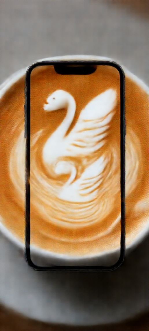Perfect Latte Art Swan Milk Foam Photorealistic Original Wallpaper