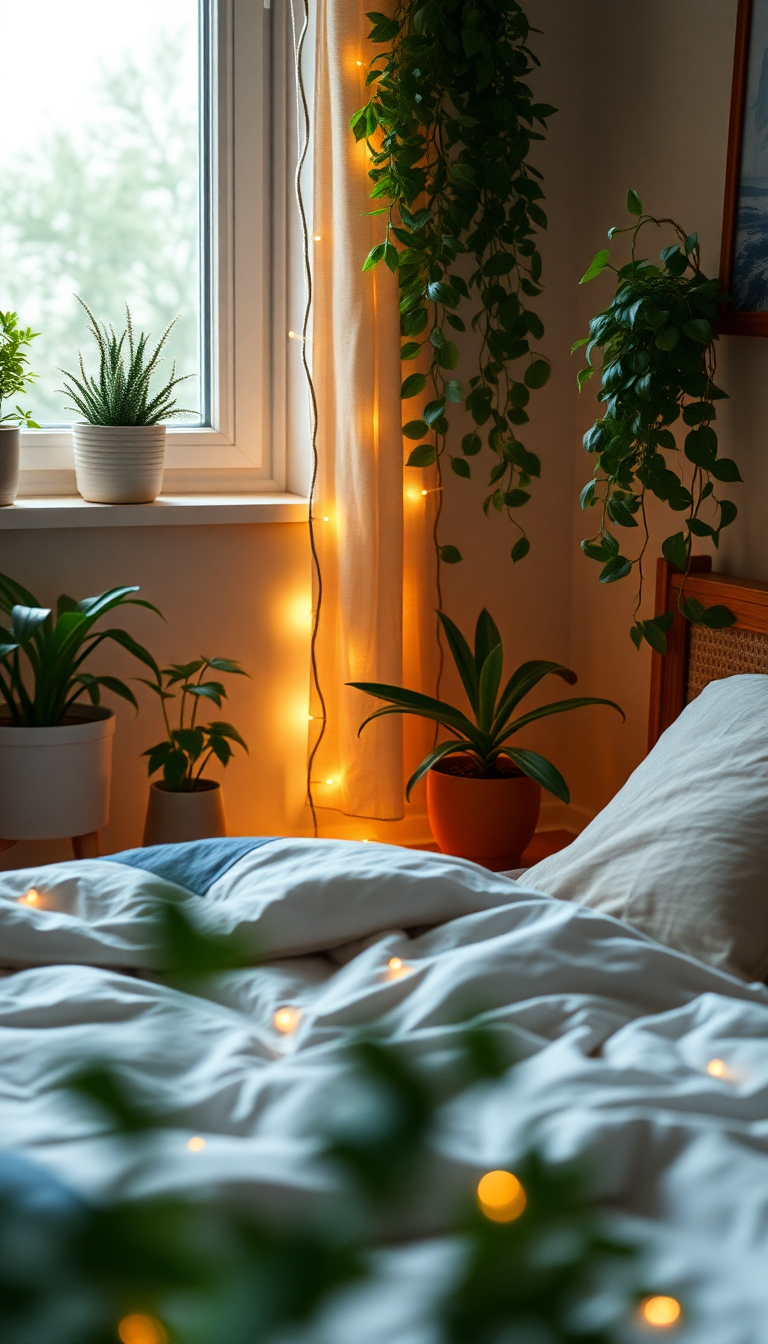 Vintage Fairy Lights Plants Cozy Wallpaper
