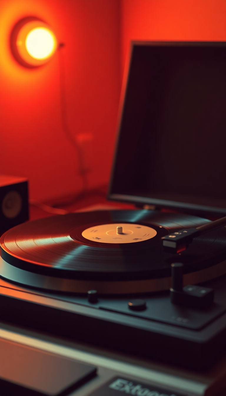 Aesthetic Luminous Vinyl Record Player Wallpaper