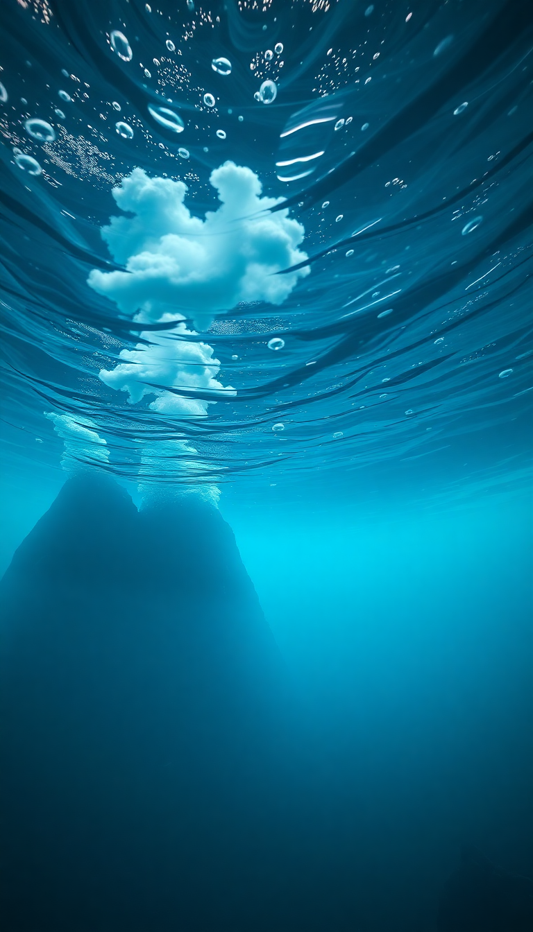 Iridescent Volcano Vents Smoke Sea Photorealistic Wallpaper