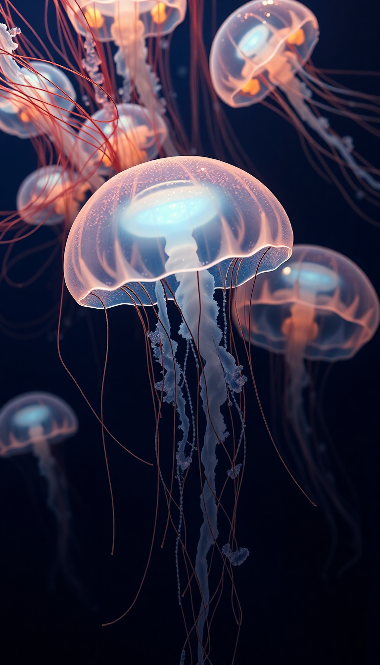 Photorealistic Arctic Of Jellyfish Pulsing Wallpaper