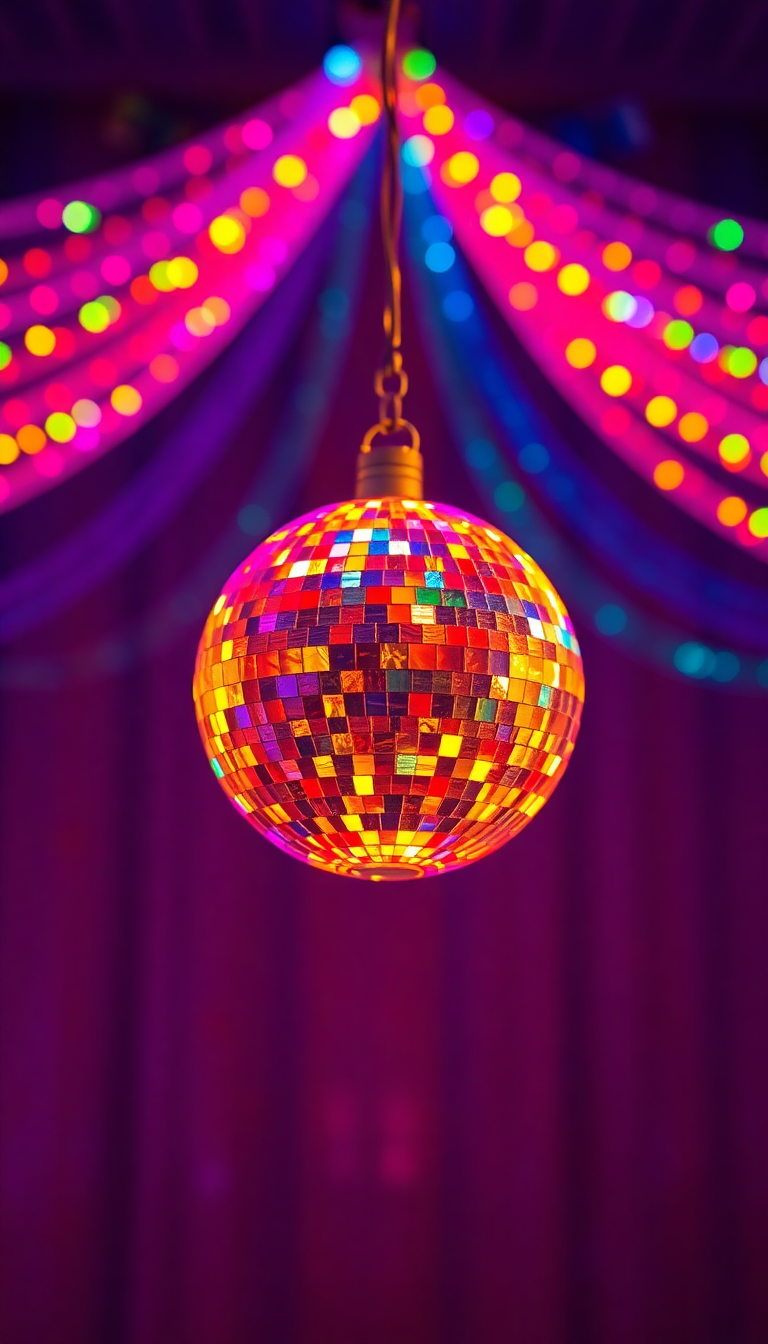 70s Disco Ball Lights Colorful Photorealistic Wallpaper