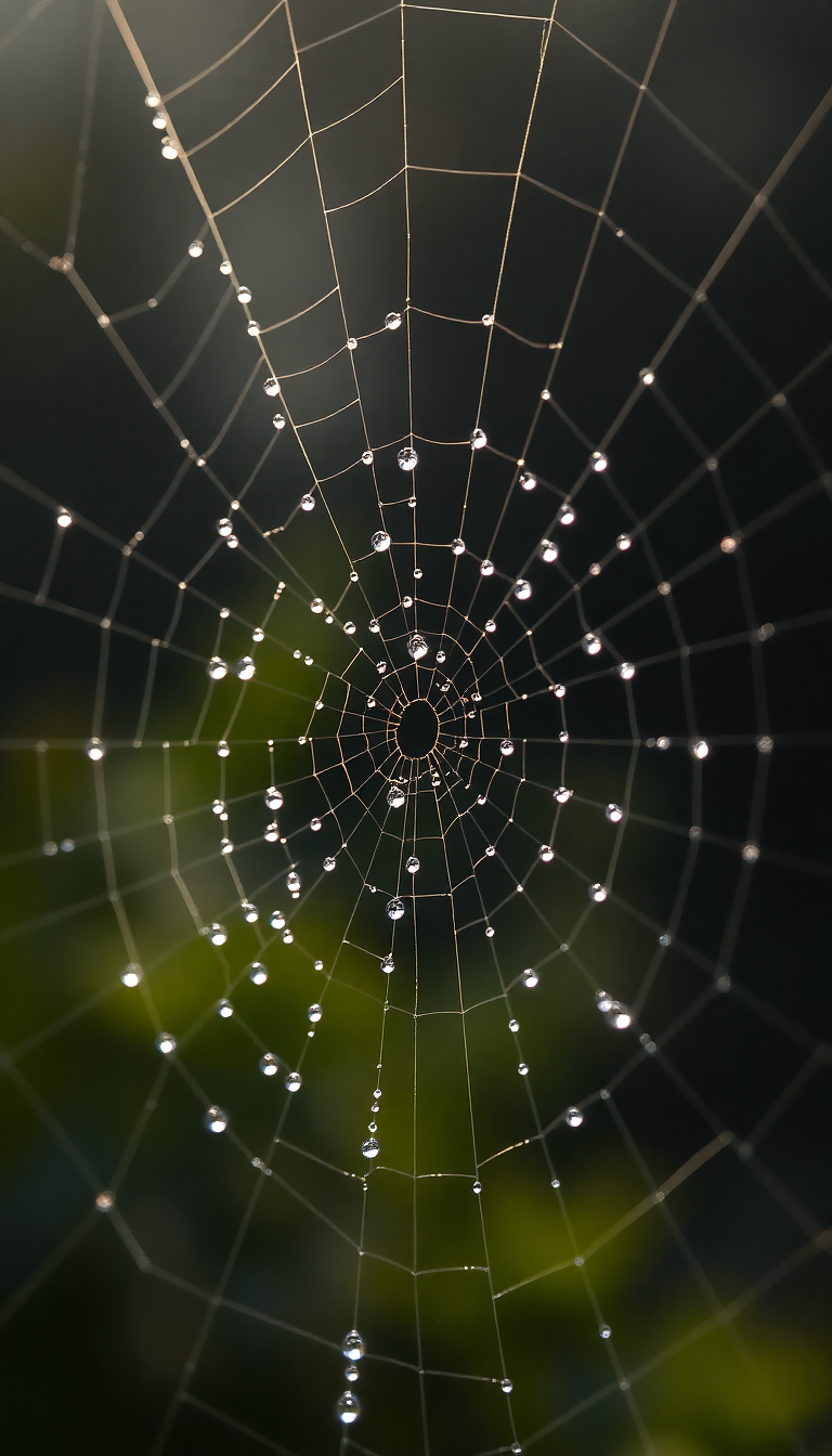 Dew Drops Spiderweb Morning Light Aesthetic New Wallpaper