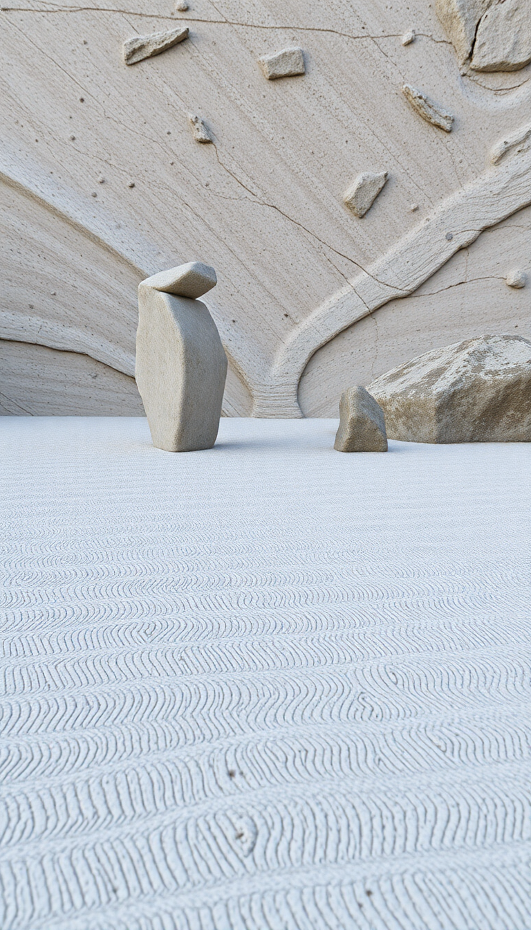 Raked Sand Patterns Minimalist Minimalist Exclusive Wallpaper