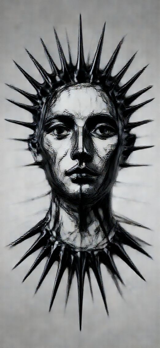 Vivid Black Sculpture Magnetic Spikes Digital art Wallpaper