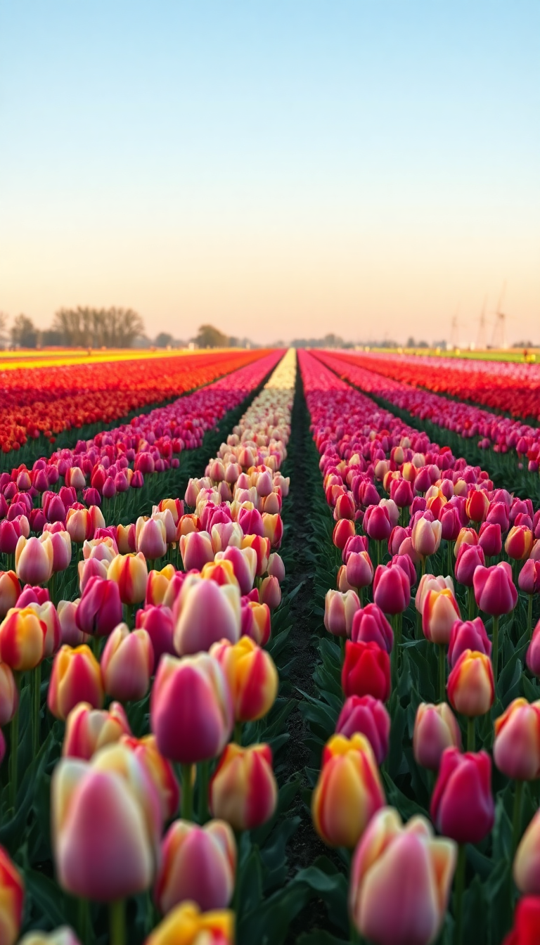 Alpine Tulip Rows Dutch Photorealistic Wallpaper