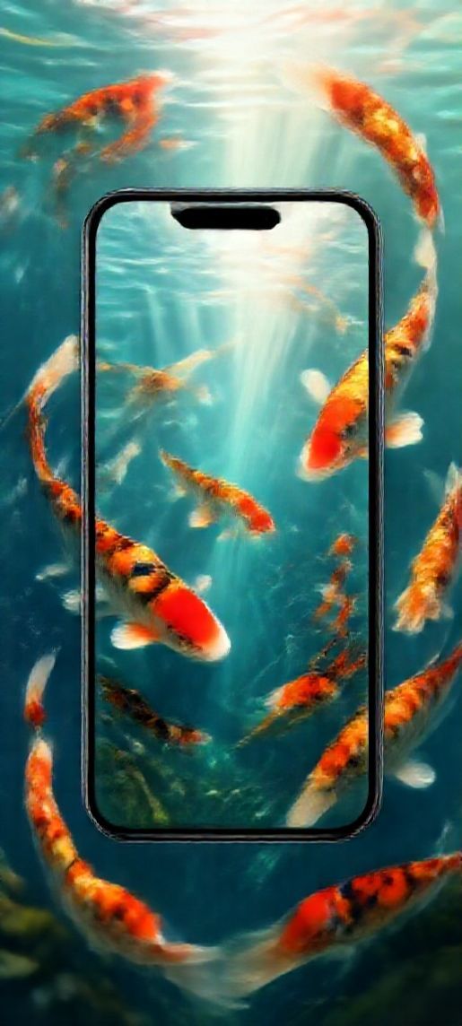 Anime Modern Shrine Koi Fish Wallpaper