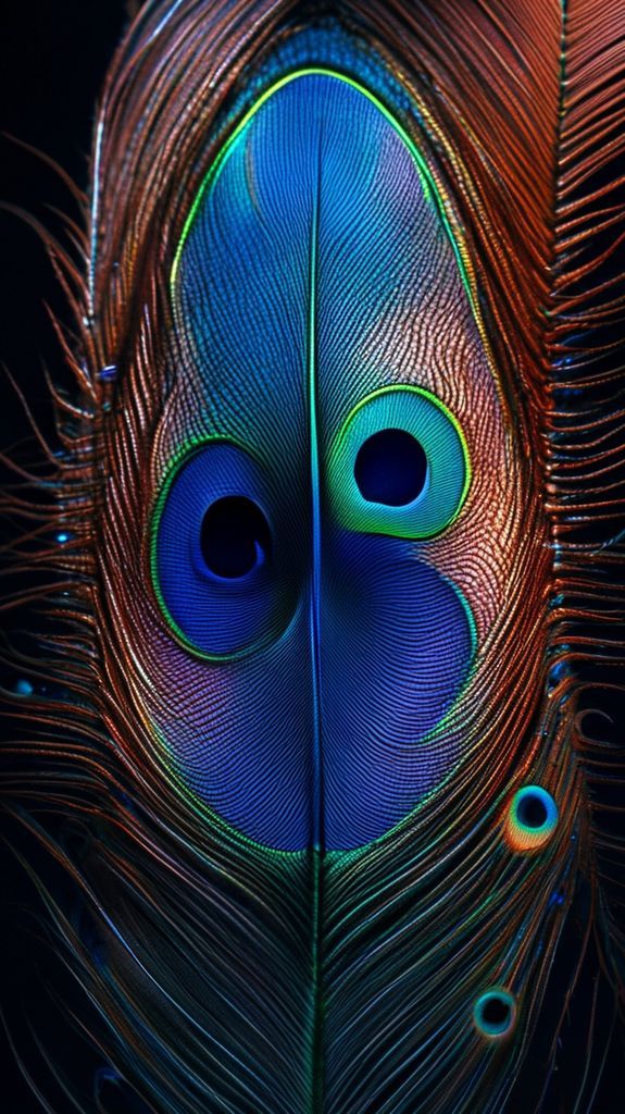 Peacock Feather Macro Retro Standard Wallpaper