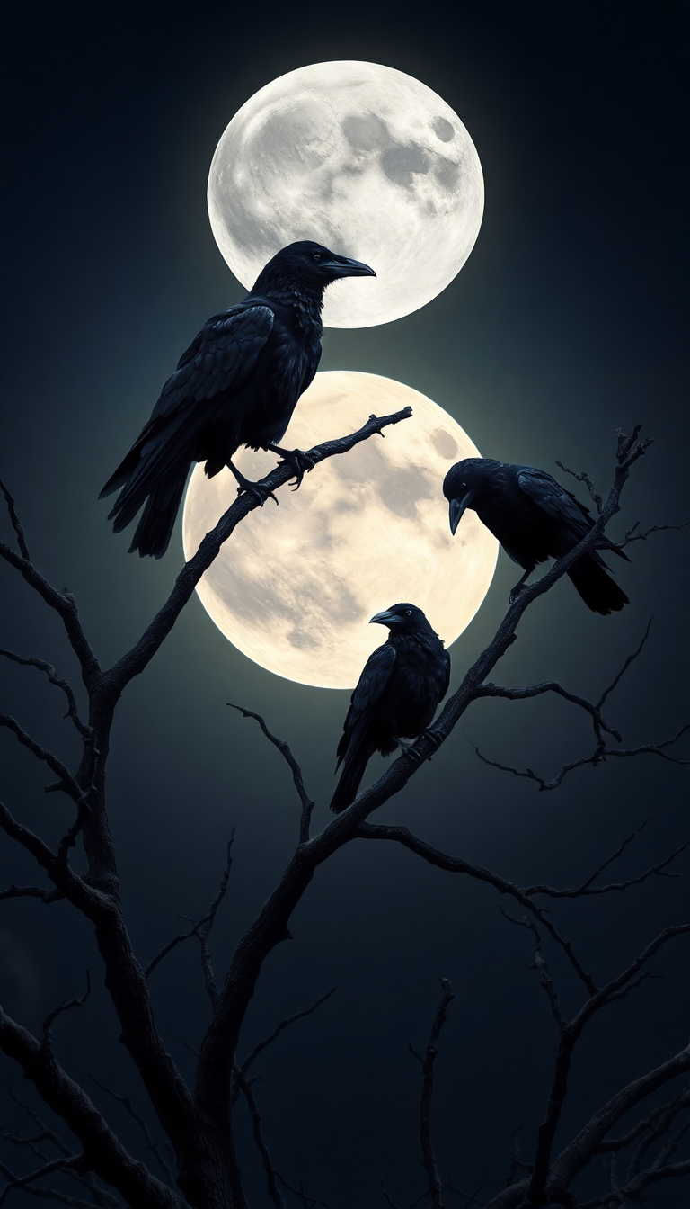 Soft Ravens Tree Full Digital art Wallpaper