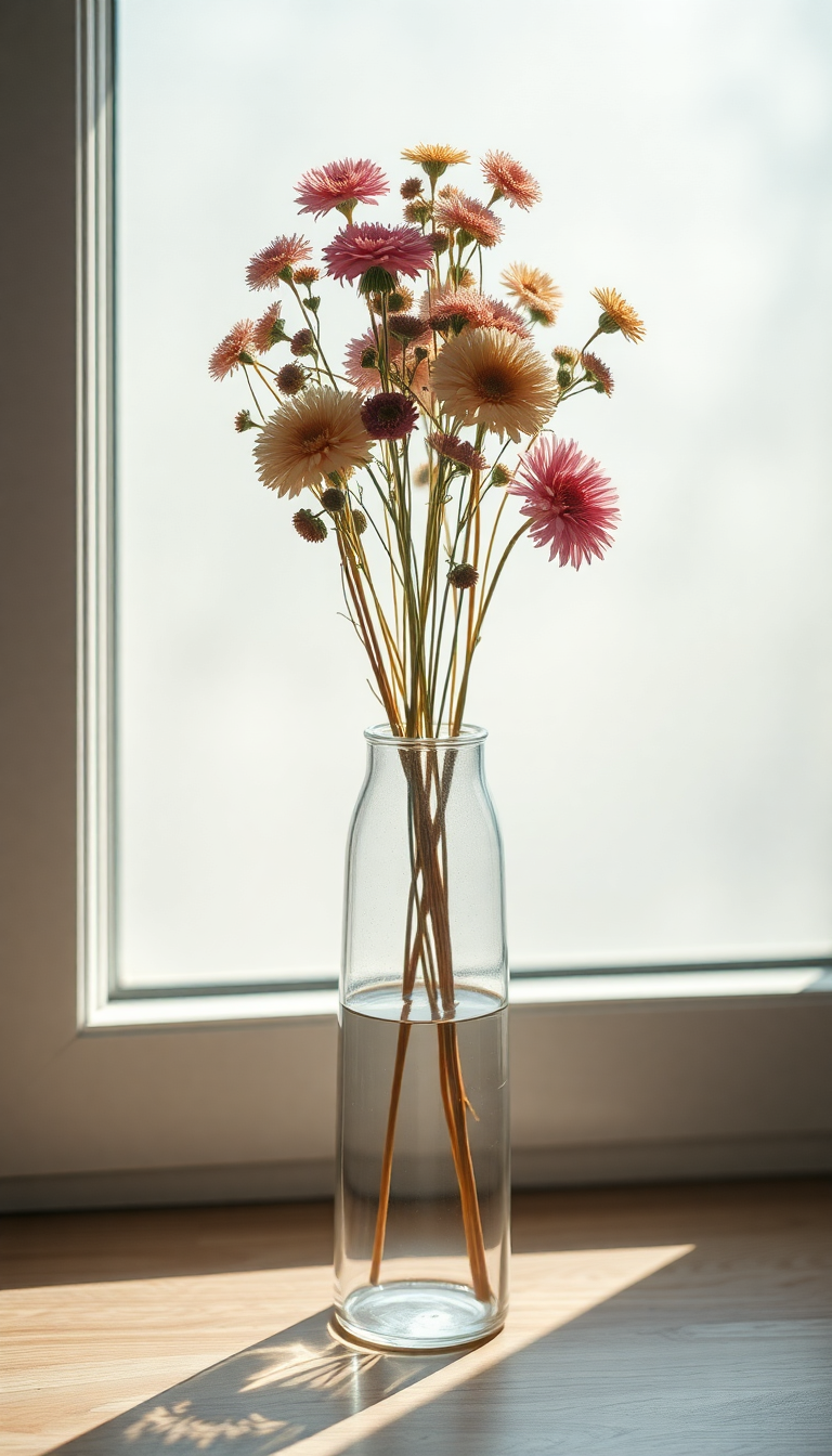Aesthetic Silky Flowers In Glass Wallpaper