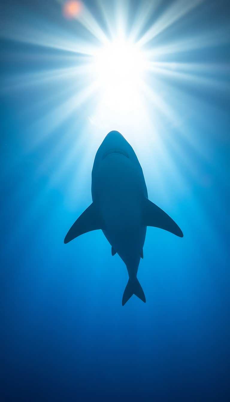 Shark Silhouette From Below Dramatic Sunlight Photorealistic Remaster Wallpaper