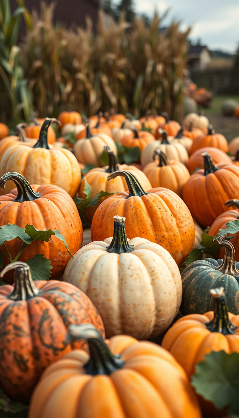 Pumpkins Corn Farm Rustic Aesthetic Remix Wallpaper