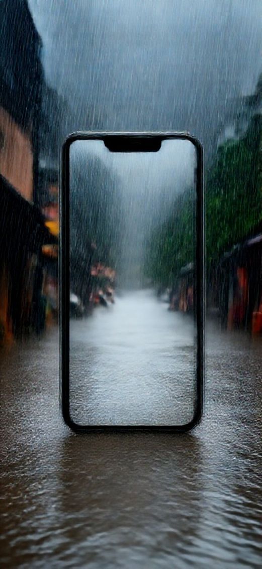 Subtle Rain Heavy Downpour Street Photorealistic Wallpaper