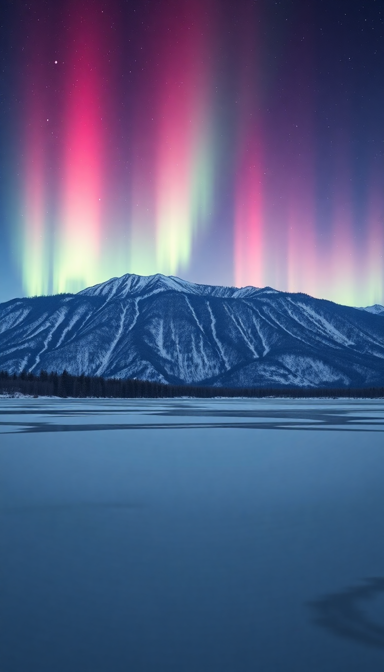 Holographic Warm Winter Northern Lights Wallpaper