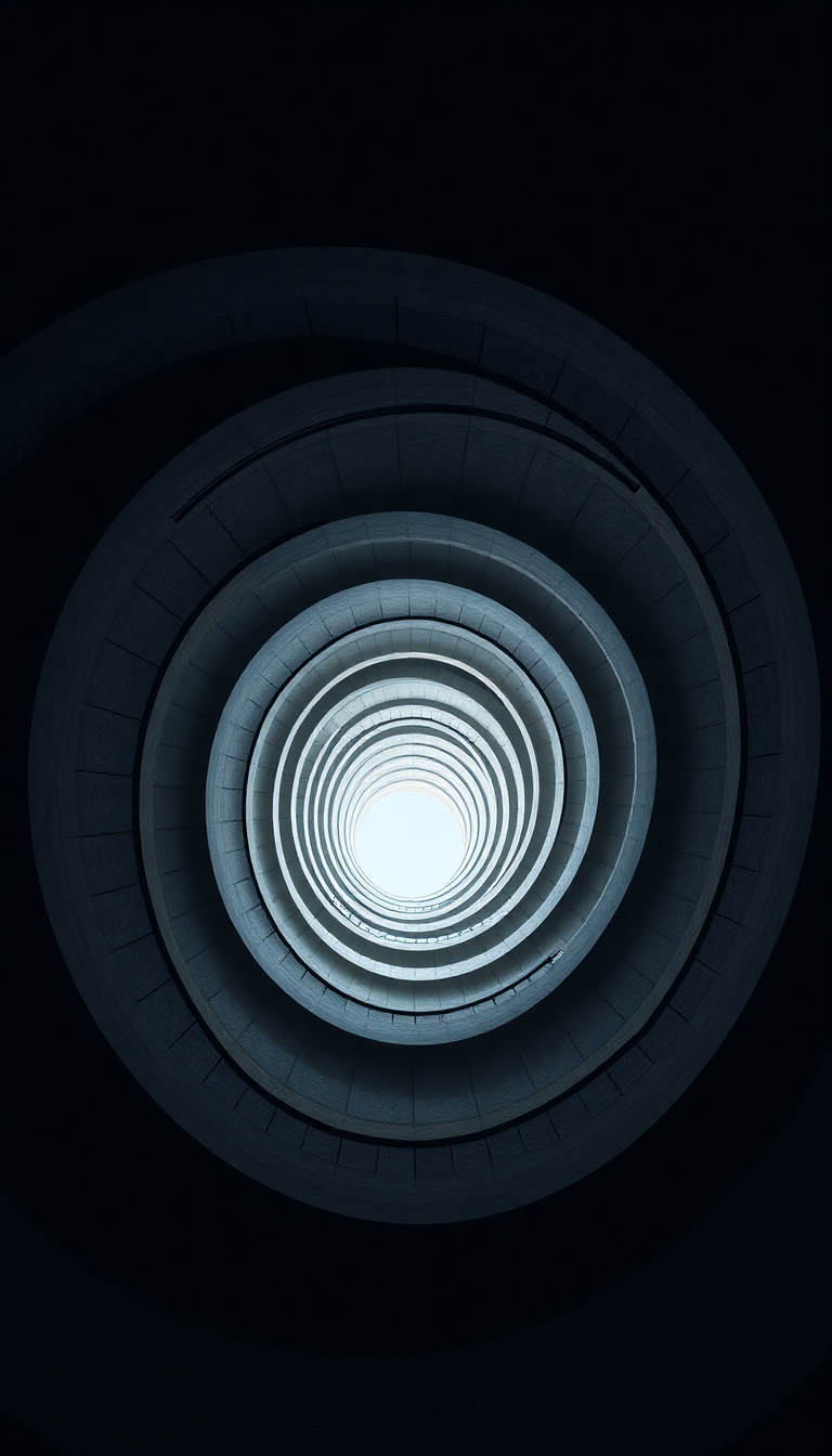 Photorealistic Intense Staircase Looking Up Wallpaper