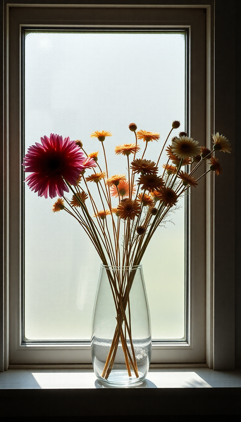 Serene Frozen Dried Flowers In Wallpaper