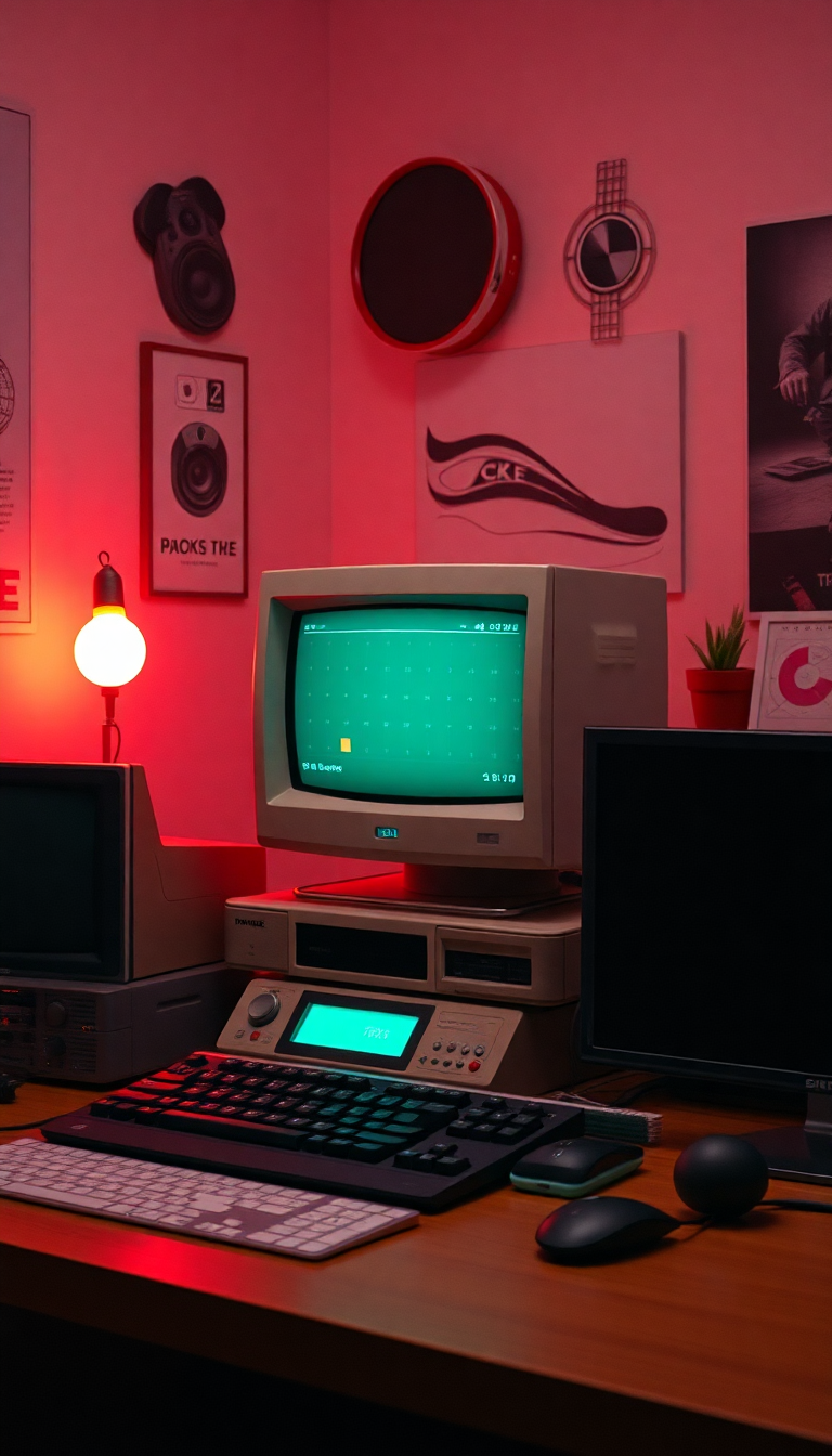 Aesthetic Vintage Retro Computer Setup Wallpaper
