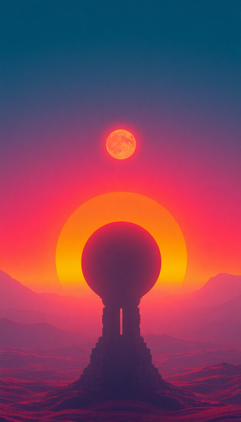 Alien Sunrise Three Suns Different Colors Digital art Premium Wallpaper