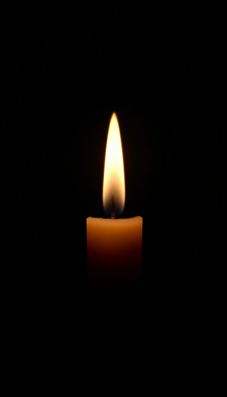 Minimalist Single Candle Flame Complete Darkness Wallpaper