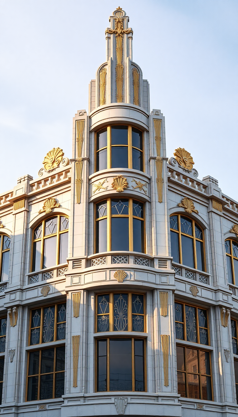 Classic Geometric Facade Building Deco Photorealistic Wallpaper