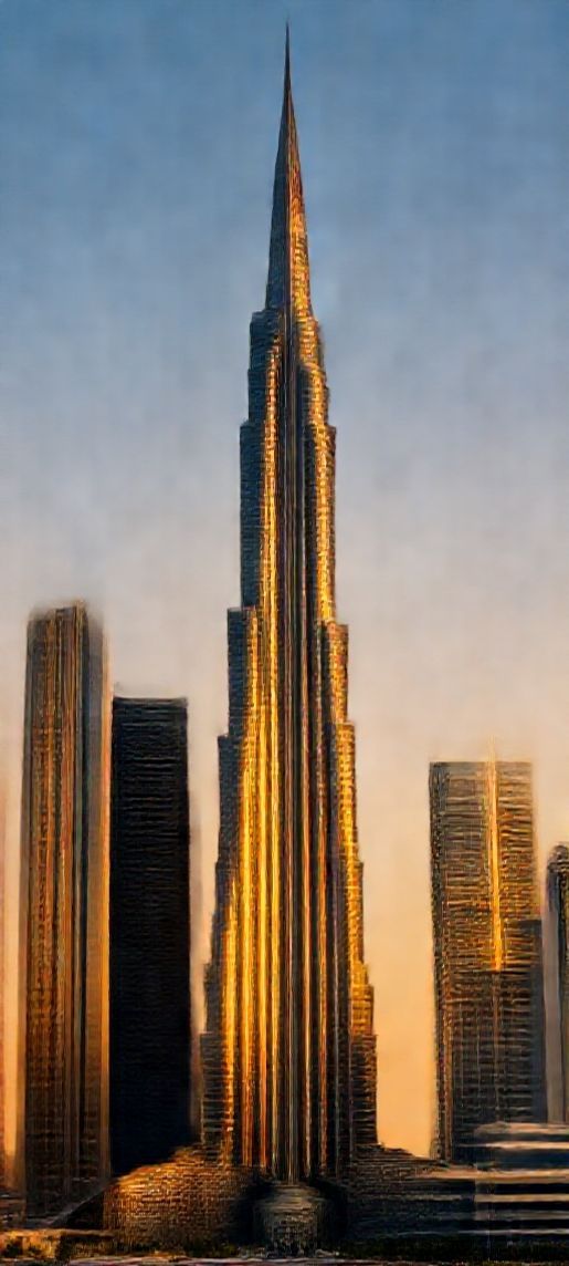 Enchanting Dubai Skyline Futuristic Towers Sunset Wallpaper