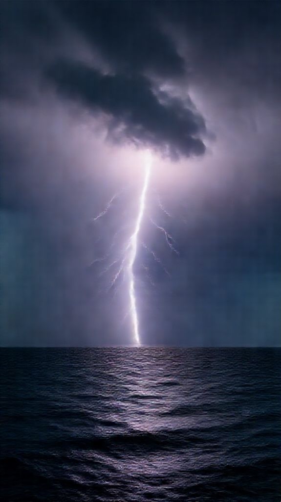 Fantastical Ocean Dark Over Storm Photorealistic Wallpaper