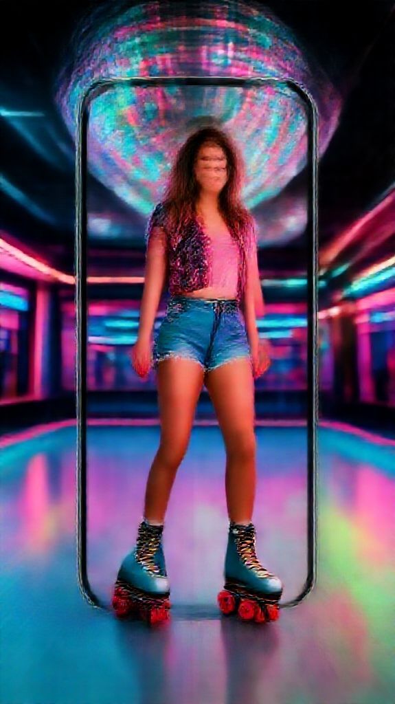 Nordic Neon 80s Rink Skating Photorealistic Wallpaper