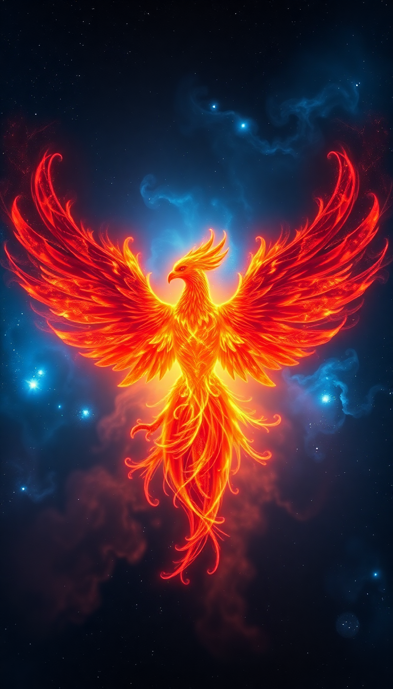 Nebula Shaped Like Phoenix Bird Cosmic Digital art Mega Wallpaper