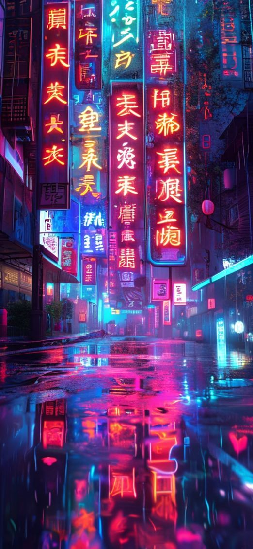 Cyberpunk Eternal Neon Signs Chinese Wallpaper