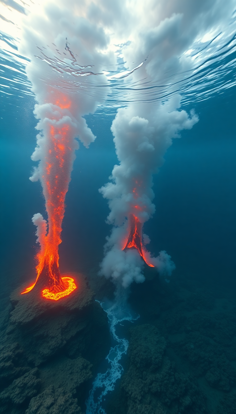 Holographic Underwater Volcano Vents Smoke Sea Wallpaper