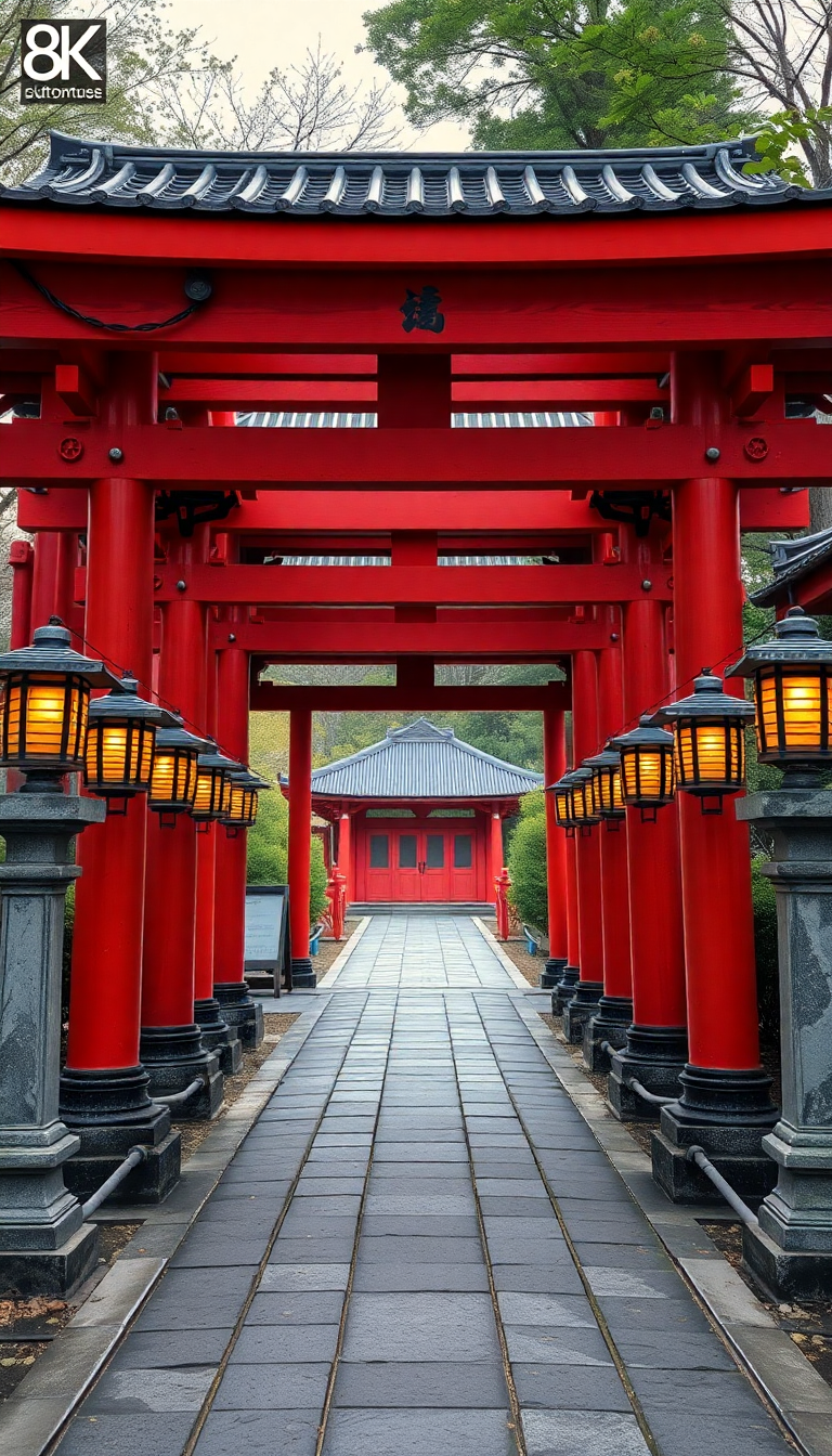 Vintage Japanese Temple Gate Torii Path Wallpaper