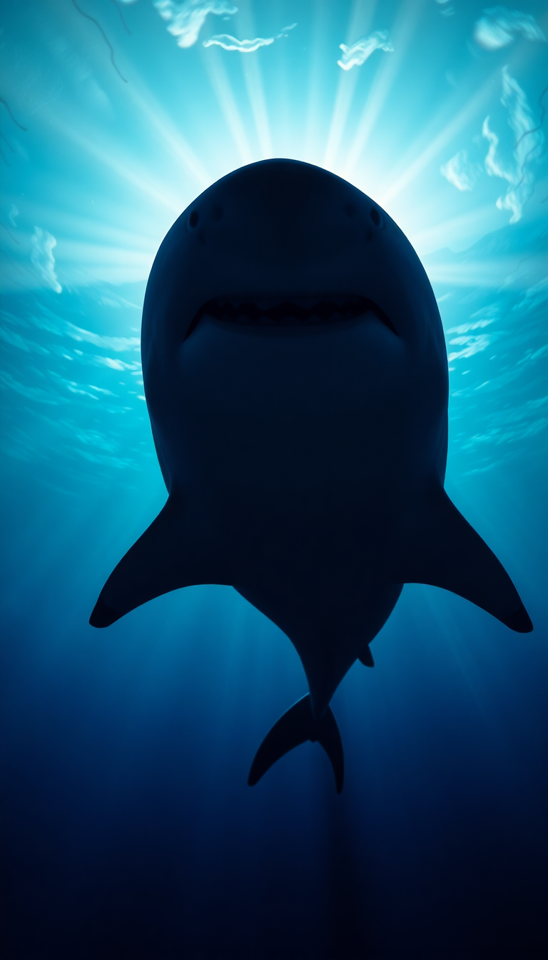 Solar Shark Silhouette From Below Dramatic Wallpaper