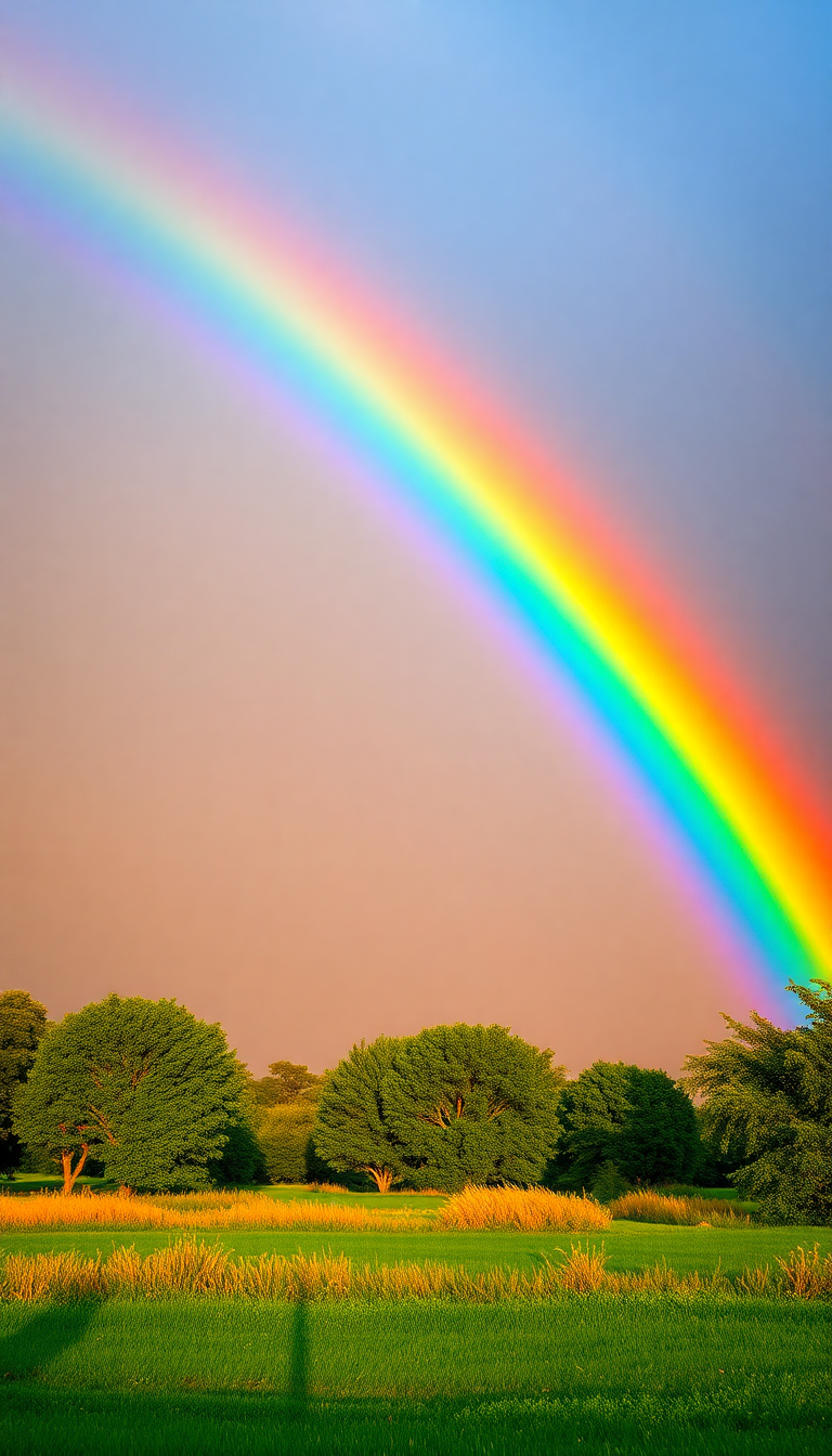 Rainbow After Storm Double Rainbow Vivid Photorealistic Deluxe Wallpaper