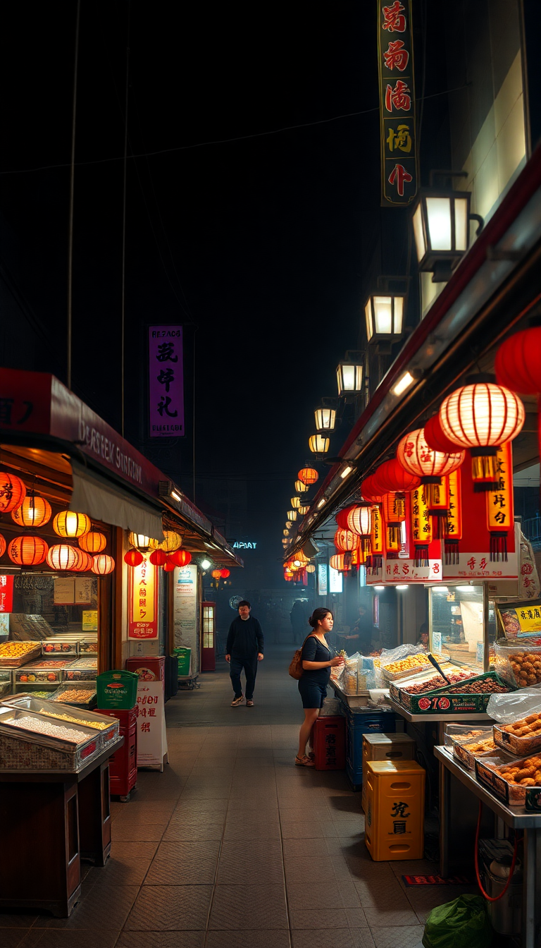 Food Stalls Steam Lanterns Aesthetic Ultra Wallpaper